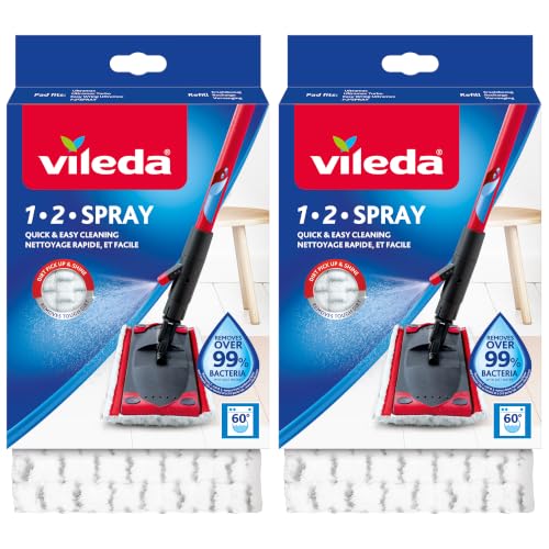 Vileda 1-2 Spray Mop Refills - Pack of 2 Microfibre Mop Pads