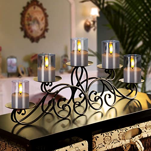 Homemory Glass Flameless Votive Candles With Timer Remote, 350+Hour Lasting Battery Operated Led Candles, 2" X 3" Real Wax 3D Wick For Festival Wedding Home Decor (6Pack, Gray) #TOP3