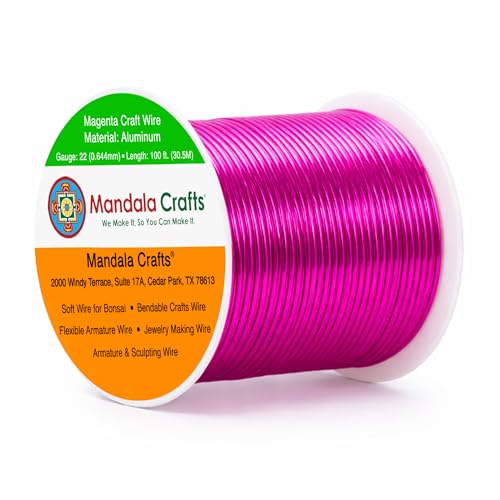 Image of Mandala Crafts 22 Gauge Magenta Anodized Aluminum Craft Wire, 100 FT | Colored, Flexible, Bendable, for Bonsai, Armature, Sculpting, Wire Wrapping, Jewelry Making, Weather & Tarnish Resistant