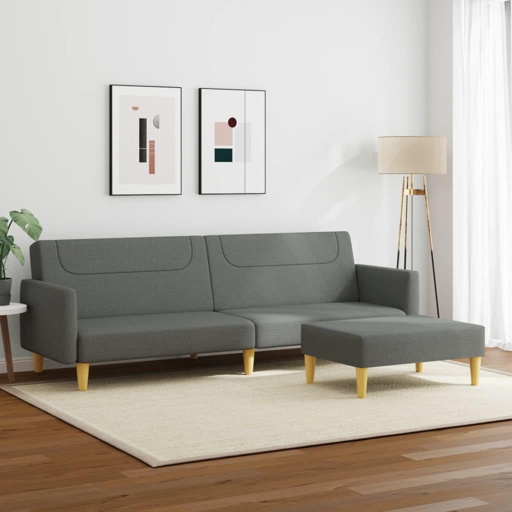 Homgoday Sofá Cama de 2 plazas con Taburete Tela Gris Oscuro, Sillones de Televisión, Sofás de Descanso Relax, Sofas De Salon, Hogar Sofa Muebles，Asientos Tapizados para Salón Tipo1