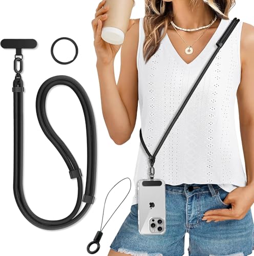 Casecret Cordon Telephone Portable Tour de Cou Universelle avec Patch Collier de Longe Porte-clés Sangles réglables en Nylon pour iPhone 17 Pro 16 Samsung Sport,...