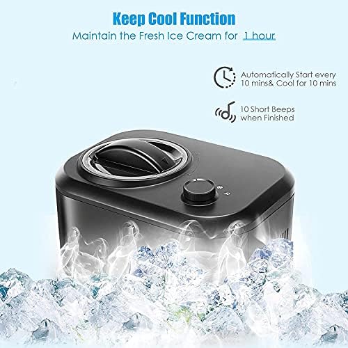 Multigot Ice Cream Maker, 3 Operation Modes Home Frozen Yoghurt Machine with Detachable Mixing Paddle, Homemade Kitchen Electric Ice Cream Maker for Dessert, Gelato and Sorbet (Black)
