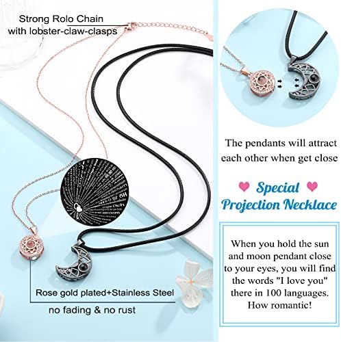 D Dongjiangjin Gift Couple Necklace, Anniversary Valentines Birthday Christmas Gifts for Him Boyfriend Husband Men Girlfriend Her