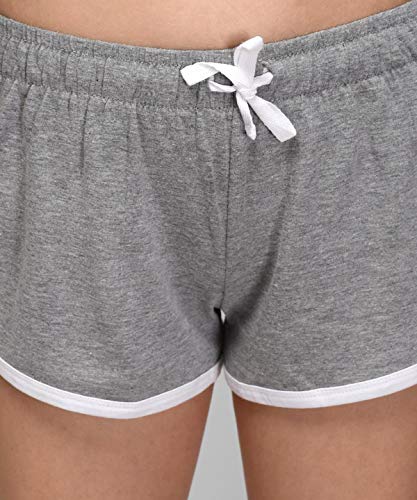 Image of KOTTY Cotton Lycra Grey and Green Solid Women Night Short - Pack of 2 (Grey&Green)