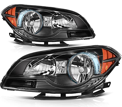 LBRST Headlights Fit 2008-2012 for Malibu Driver & Passenger Side Headlight Assembly Black Housing Amber Reflector GM2502307