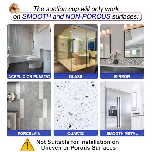 Image of Bntuk Suction Cup Hooks for Shower, Removable Towel Hooks for Bathroom Window Glass Door Wall, Bath Robe Looafh Wreath Hook for Hanging - 2 Pack, Champagne Bronze