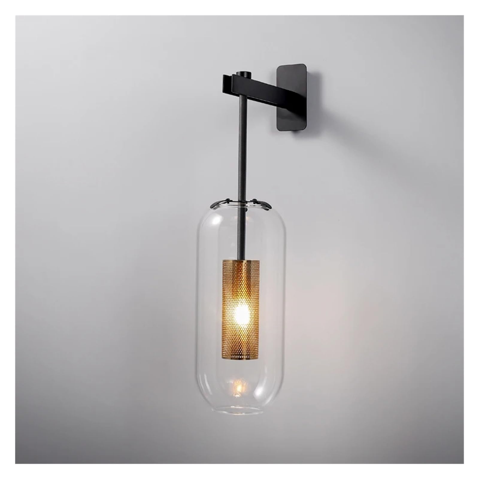 CWCQGH Wall Sconces, Modern Glass Wall Lamps Staircase Bedroom Living Room Lamps Gold Home Decor Scandinavian Bedside Lamps,Black