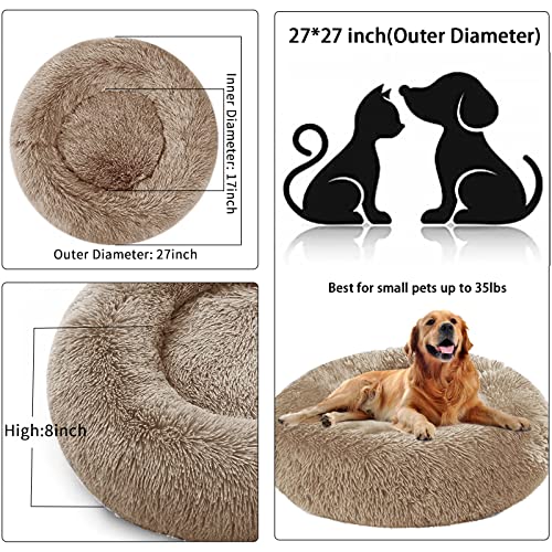Nisrada Hundebett für kleine, mittelgroße und große Hunde, 70cm, waschbar, rund, gemütlich, weich, Haustierbett für Welpen und Kätzchen, mit Rutschfester Unterseite