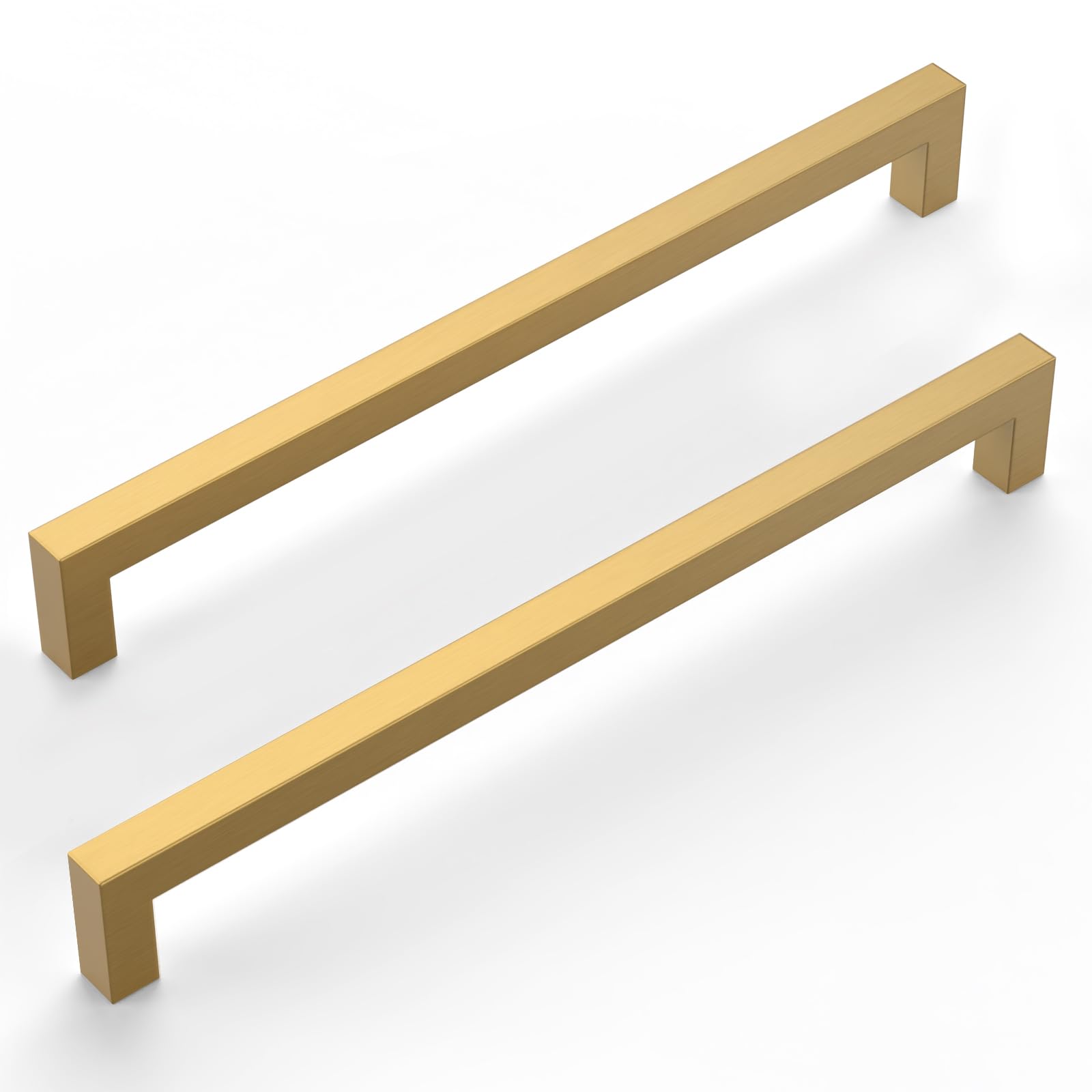 9BUILD 10 Pack Brushed Gold Cabinet Pulls 12.6 Inch Handles for Kitchen Cabinets - Stainless Steel Hardware Wardrobe Pulls