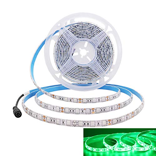 JOYLIT 12V Tiras LED Iluminación Verde 520-525nm, 5M Flexible 300LEDs SMD5050, IP65 Impermeable Luces LED