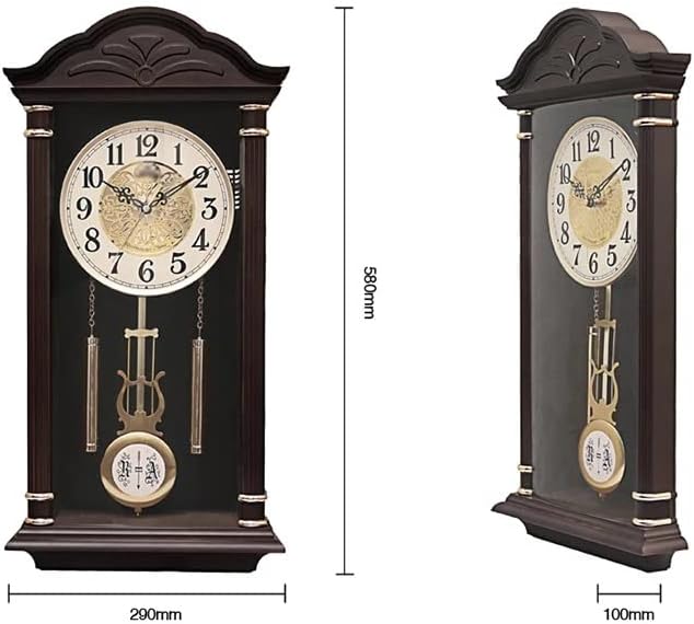 Miniatura 2 de MMAXZ Reloj de pared grande de estilo chino, silencioso, estilo shabby chic, reloj de péndulo para sala de estar, decoración del hogar (color A,