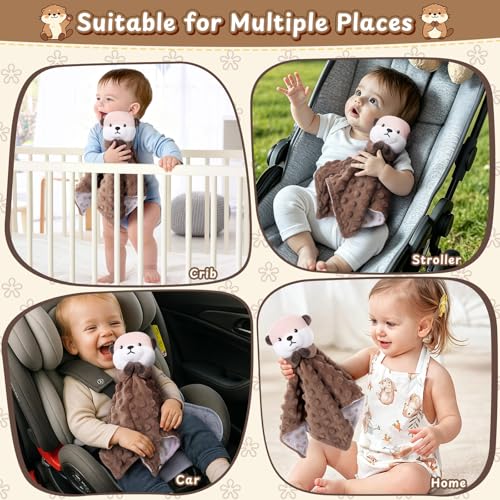 Image of Loveys for Babies, Otter Baby Security Blanket for Newborn Infant Toddler Snuggle Toy Stuffed Animal, Lovey Prayer Otter Security Blankets, Soft Baby Gifts for Boys Girls, Brown 12in