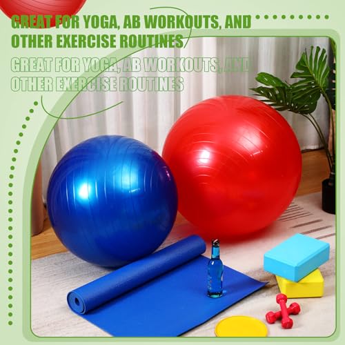 Image of Leyndo 8 Pcs 26 Inch Yoga Exercise Ball Pilates Pregnancy Birthing Fitness Ball with Quick Pump Anti Burst for Improved Posture Balance Yoga Pilates Training