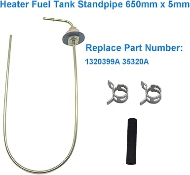 Heater Fuel Tank Standpipe 650mm x 5mm Fuel Tank Hose Clips Inline Filter Kit Replace 1320399A 35320A Compatible with Eberspacher and Webasto Heaters
