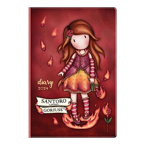 SANTORO Gorjuss - Agenda semanal de bolsillo 2024 con planificadores mensuales y anuales, para su hermana, amiga, madre, novia, Gorjuss Fire in My Heart