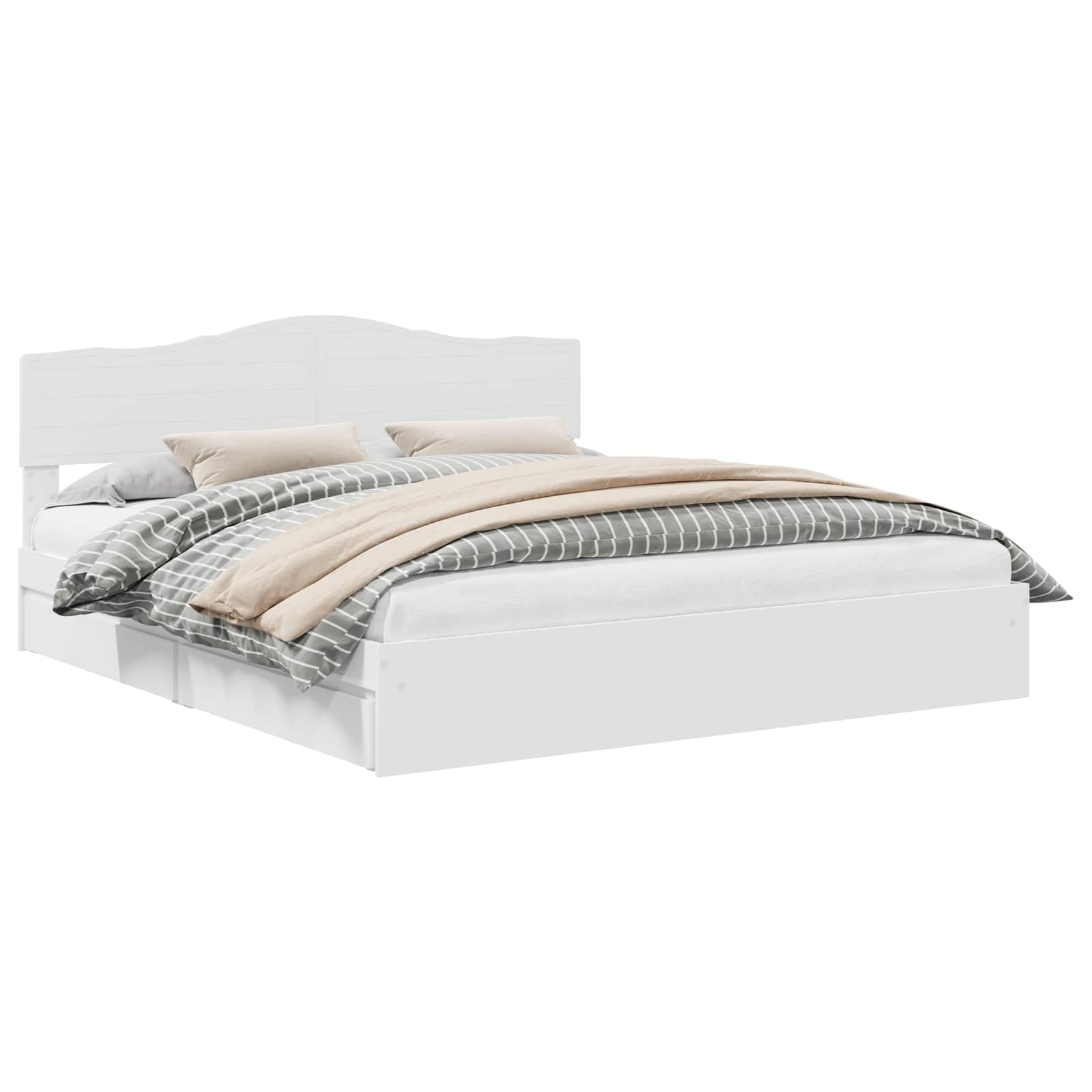 Vidaxl White Bed Frame With Drawer 200 X 200 Cm Engineered Wood