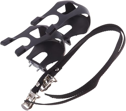 BESPORTBLE 2 clips ajustables para dedos de bicicleta con correas fijas, clips de seguridad de pedal de plástico para ciclismo de montaña y