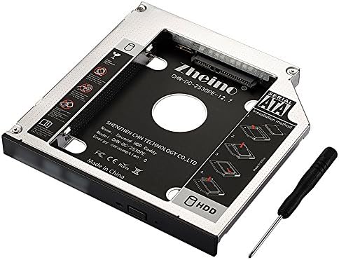 Zheino SSD HDD Caddy 12.7mm Aluminum 2nd Hard Disk Drive Caddy Case Adapter for Universal Laptop CD/DVD-ROM Optical Bay (12.7MM)