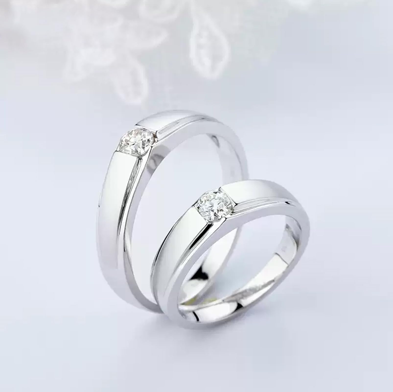 Anillos de compromiso de platino, oro blanco de 9 quilates, 14 quilates y 18 quilates, anillo de boda clásico con diamante solitario para hombres y mujeres