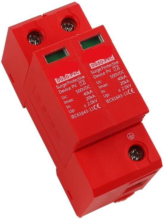 10KA-20KA 2P DC SPD Din Rail Lightning Surge Protector Low-Voltage Arrester Device 500/600/800/1000V Solar Outdoor Power Protect(500V)