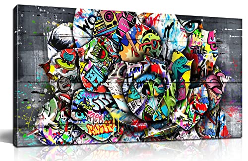 SIXTTART Floral Wall-Decor - Banksy Canvas Wall Decor - Graffiti