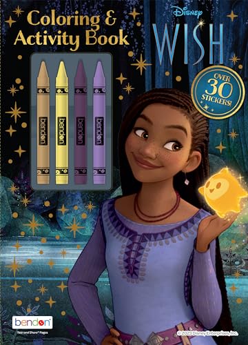 Disney Wish 48-page Coloring Book with 4 Crayons and Stickers, Disney's 100th Anniversary, Bendon 48092