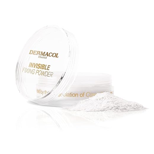 Dermacol - Polvo Fijador Invisible para el Rostro, Polvo Fijador Translúcido a Prueba de Tacto, Maquillaje en Polvo Suelto, Polvo Mate Sin Fragancia con Esponja de Polvo, Blanco, 13.5 g