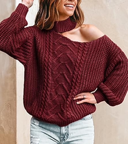 CUPSHE Womens Cold Shoulder Sweaters Long Sleeve Mock Neck Casual Lightweight Pullover Sweater Tops3
