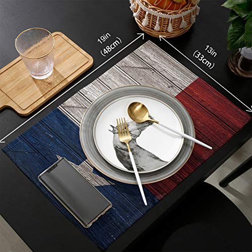 Placemats For Dining Table Set Of 4 Texas State Flag Painted On Wooden Planks Patriotic Emblem Table Mats For Home Kitchen Restaurant Christmas Party Decoration,Washable #TOP5