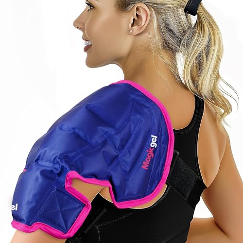 Magic Gel Ice Pack | Reusable, Flexible & Long Lasting for Rotator Cuff Injuries, Bursitis and Swelling | Hot or Cold Therapy Compression Wrap for Left or Right Shoulder
