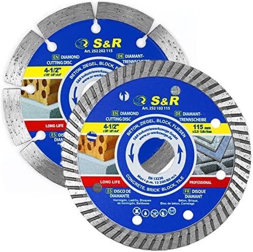 S&R Diamond Cutting Disc 230 x 22.2 mm, Saw Blade for angle grinder, universal use: Diamond cutting blade for Concrete, Stone, Brick, Masonry discs