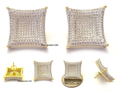Mens Hip Hop Iced Out 18K Yellow Gold Finish Cz Screw Back Kite Stud Earrings (15Mm) #TOP1