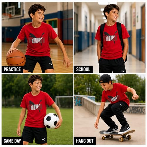 Image of PUMA Boys T-Shirts Athletic Crewneck Short Sleeve Tees (Sizes S-XL)