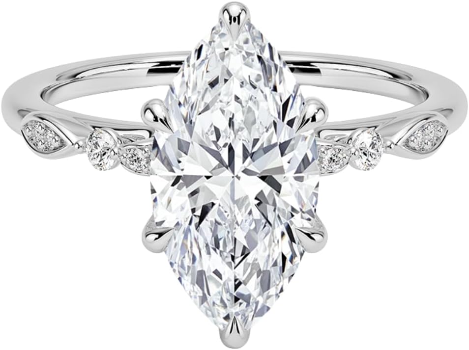 1-2 Ct Marquise Moissanite Engagement Ring 10k 14k 18k Rose White Yellow Gold & 925 Sterling Silver Accented Petal Engagement Ring Anniversary Rings for Women Christmas gift for Women