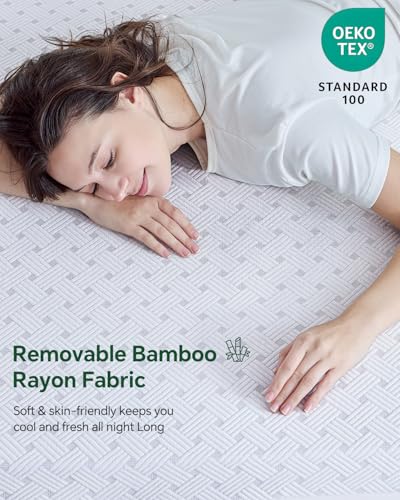 Qocismile Queen Mattress Topper,Gel Memory Foam Mattress Topper for Pressure Relief,3inch Queen Size Bed Topper,Firm Mattress Pad Dual-Side 2 in 1 Foam,Bamboo Rayon Cover Washable,21" Elastic Straps — view 3
