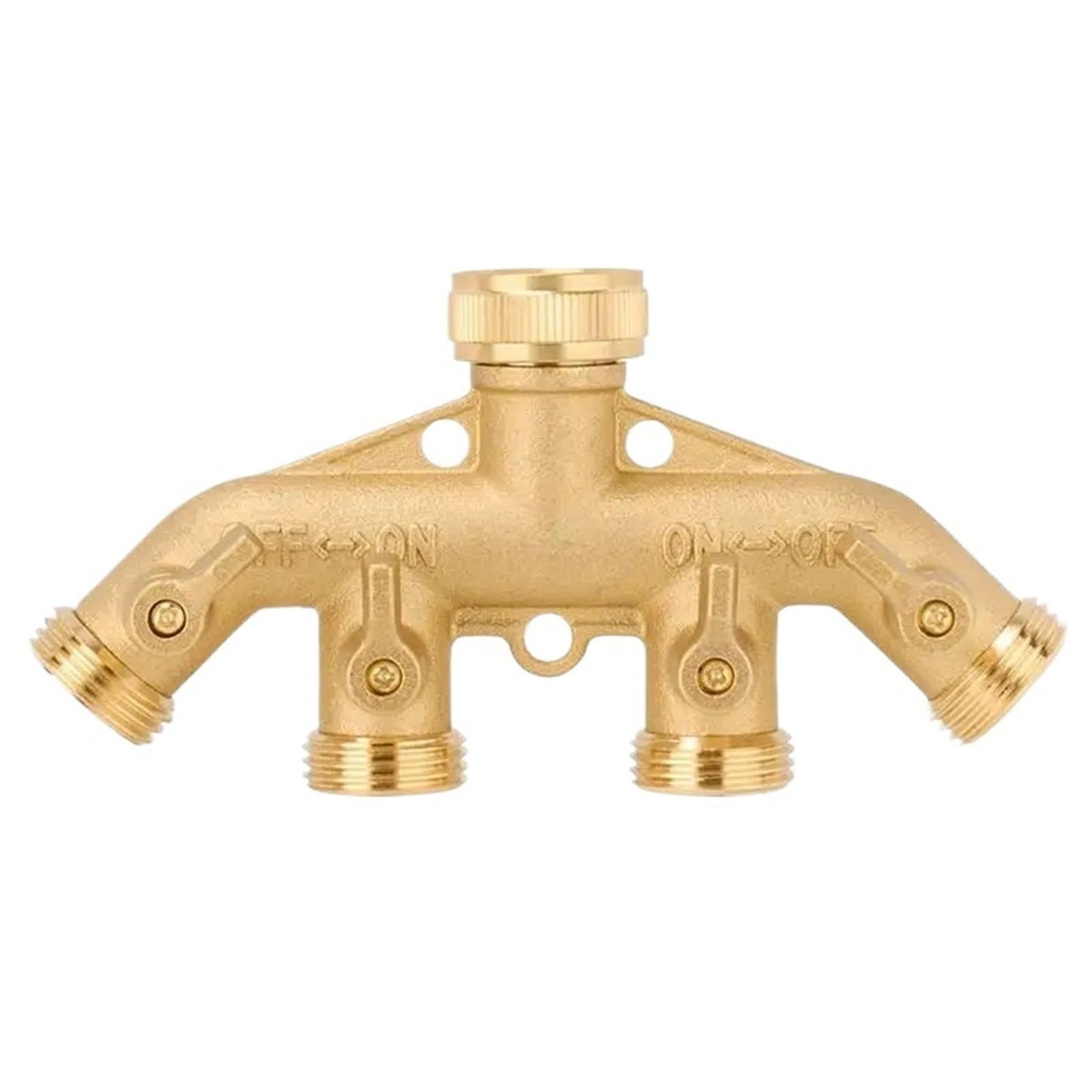 Sdoppiatore for Tubo dell'Acqua da Giardino, connettore, Ottone Resistente a 4 Vie, connettori rapidi con Raccordo 3/4 Pollici Femmina e Maschio, for Rubinetto