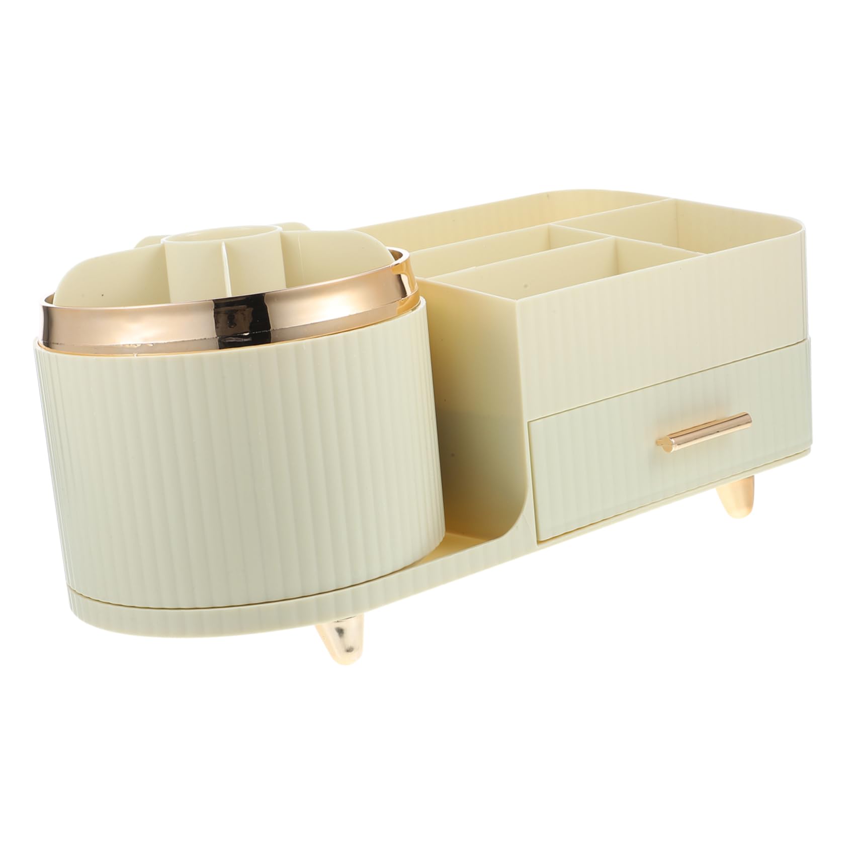 Amosfun Drehbarer Make Up Pinselhalter mit Organizer, Groß, Pet, Beige