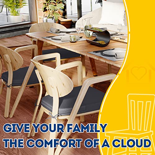 Image of AAAAAcessories D-Shaped Chair Cushions, 2 inch Thick Dining Chair Pads with Ties and Removable, Machine-Washable Cover, 17 inch x 16 inch, Set of 4, Dark Grey