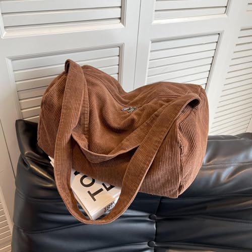 Image of Unisex Corduroy Hobo Shoulder Shopper Bag - Large, Everyday /Office /Travelling