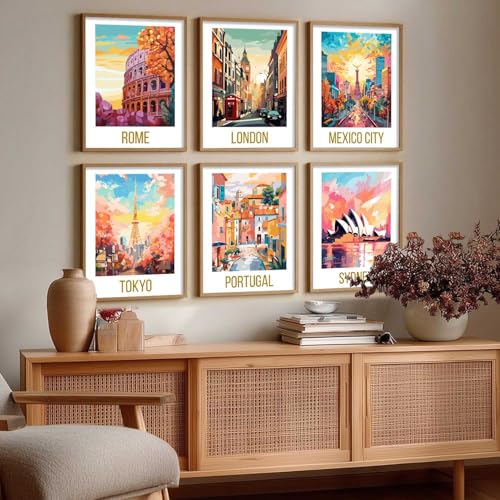 Image of kotart City view wall art Decorative Hanging frames for Living Room | Bedroom | Office | Gift | Decoration Home | Painting Decor (Pack of 6 Multicolor) (14X20 Inch, G)
