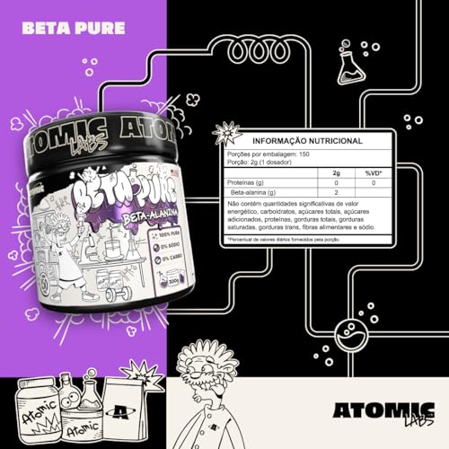 Beta-Alanina - 100% Pura - 300g - Beta Pure - Atomic Labs
