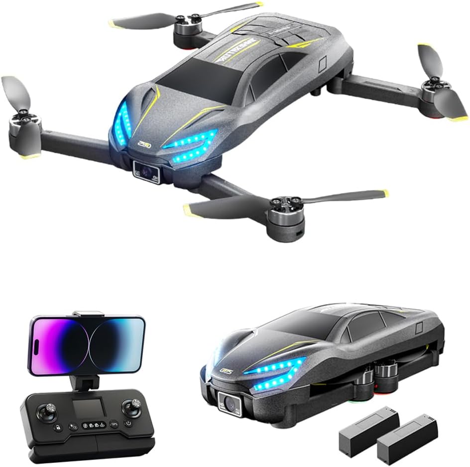 Drone with Camera 8K for Adults Kids, Brushless Motor FPV Mini RC Drone, Foldable RC Quadcopter with 360° Flip, Headless Mode, Altitude Hold, Waypoint Fly, One Key Take Off/Land, 2 Batteries