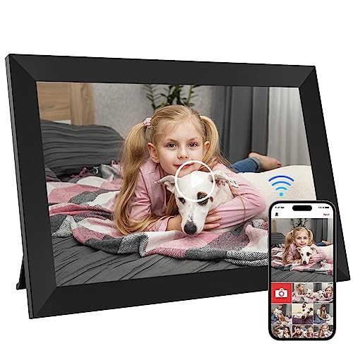 10.1 Inch WiFi Digital Photo Frame Built in 64GB Memory, 1280×800 IPS LCD Touchscreen, Auto-Rotate and Audio, Quick and Easy Share Photos or Videos via the Frameo App, the Best Choice for Gifting
