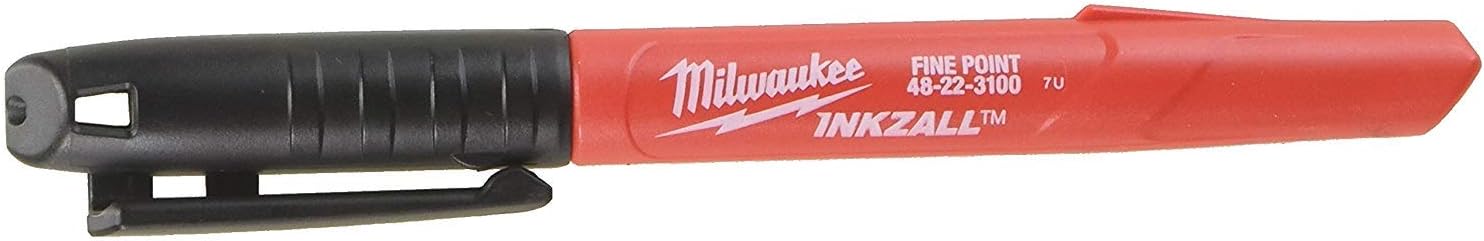 Milwaukee 48-22-3100 Inkzall Jobsite Fine Point Black Permanent Marker (Pack of 48)