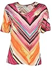  Maglietta Donna Fantasia Ampia Scollatura Taglie Comode - Stile Classico - Arancio, M
