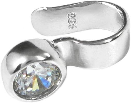 1 pc Rhodium On 925 Sterling Silver Clear Cz Crystal Dot Non Pierced Cartilage Earring/Ear Cuffs Wrap
