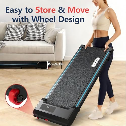 Image of Walking Pad Under Desk Treadmill, Portable Compact Electric Walking Treadmill with Remote Control for Home Office, Quiet Fitness Machine
