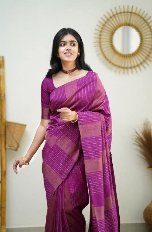 Image of Flosive Women's Kanjivaram Pure Zari Woven Soft Silk Saree With Blouse Piece (Mix Color)