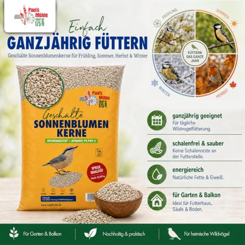 Paul´s Mühle - 5kg Sonnenblumenkerne geschält für Wildvögel Neue Ernte 2026