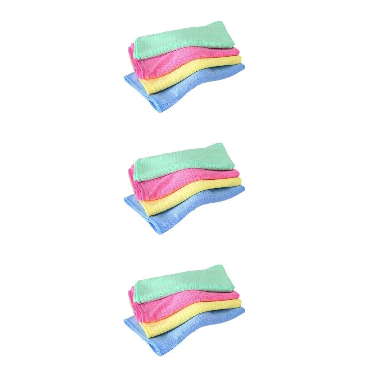PACKOVE 3 Sätze Teiliges Mikrofaser Reinigungstuch Mit Karomuster Hochabsorbierend Schnelltrocknend Für Geschirr Und Obstwäsche 4 Stück * 3